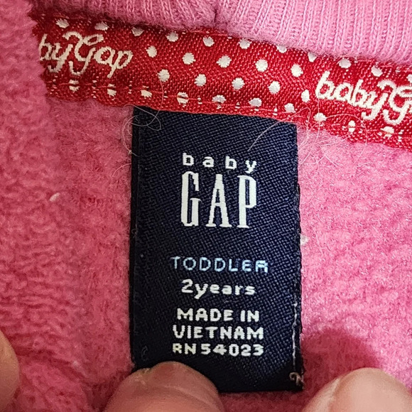 Baby GAP Jacket 2T Toddler 2 Years Pink Hooded Full Zip Fleece Pockets - Nice! - Picture 4 of 6